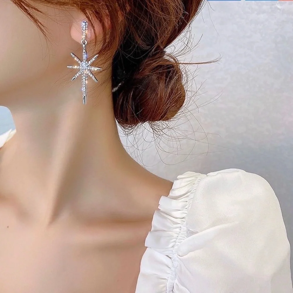 Any 2/$20! Crystal Pave Starburst Drop Earrings - Picture 5 of 12